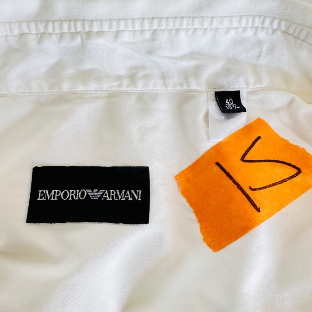 EMPORIO ARMANI White Blouse White Buttons Sleeves Size 40 usa 8 - Picture 6 of 9